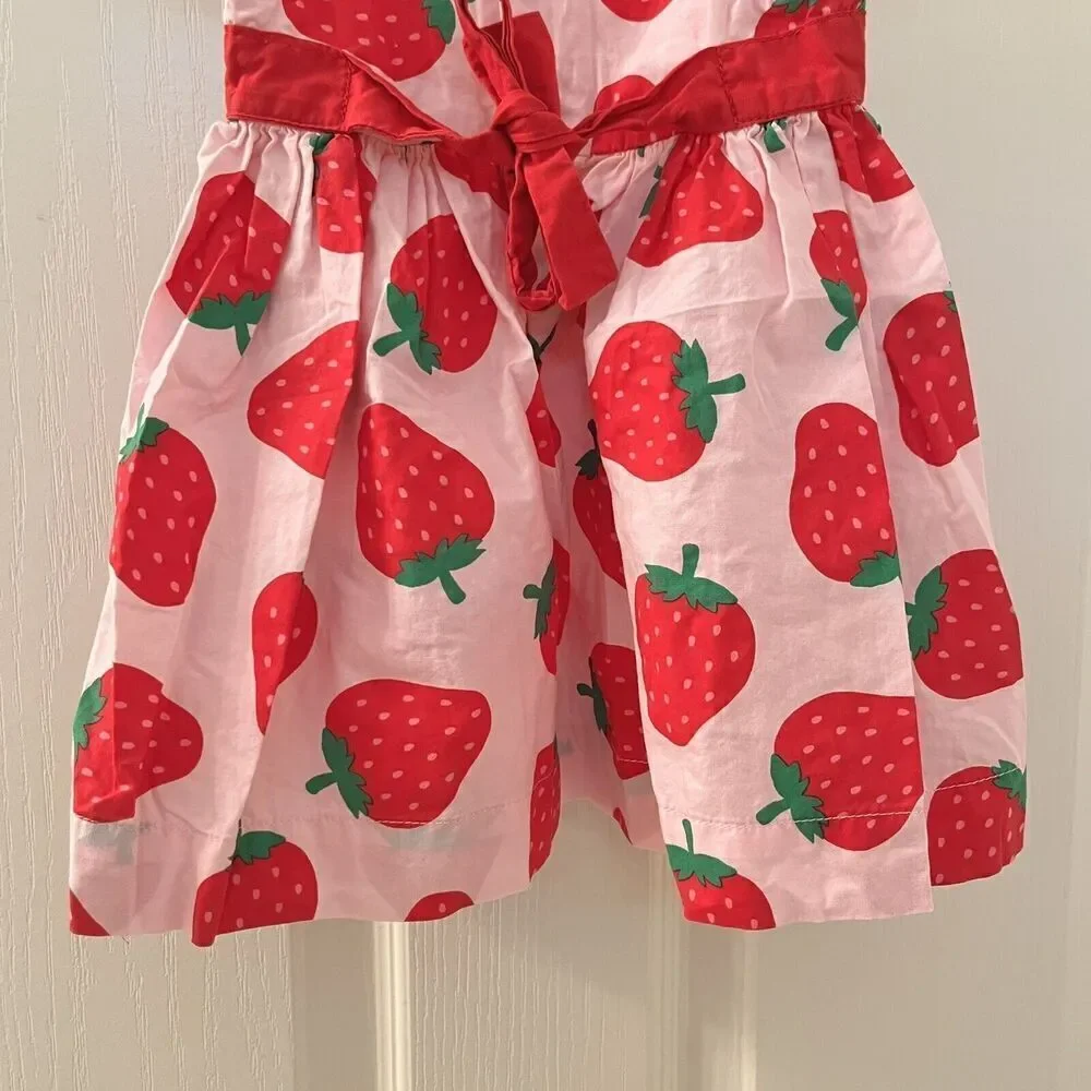 Carter's Pink Strawberry Dress Cotton Girls Size 3 Months